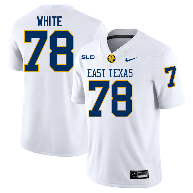 East Texas A&M Lions #78 Dwight White College Football Jerseys,Uniforms-White